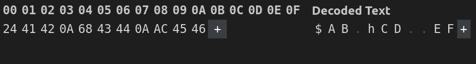 Vista del Hex Editor